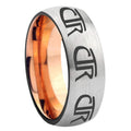 8MM Multiple CTR Dome Rose Gold Gray Tungsten Mens Ring