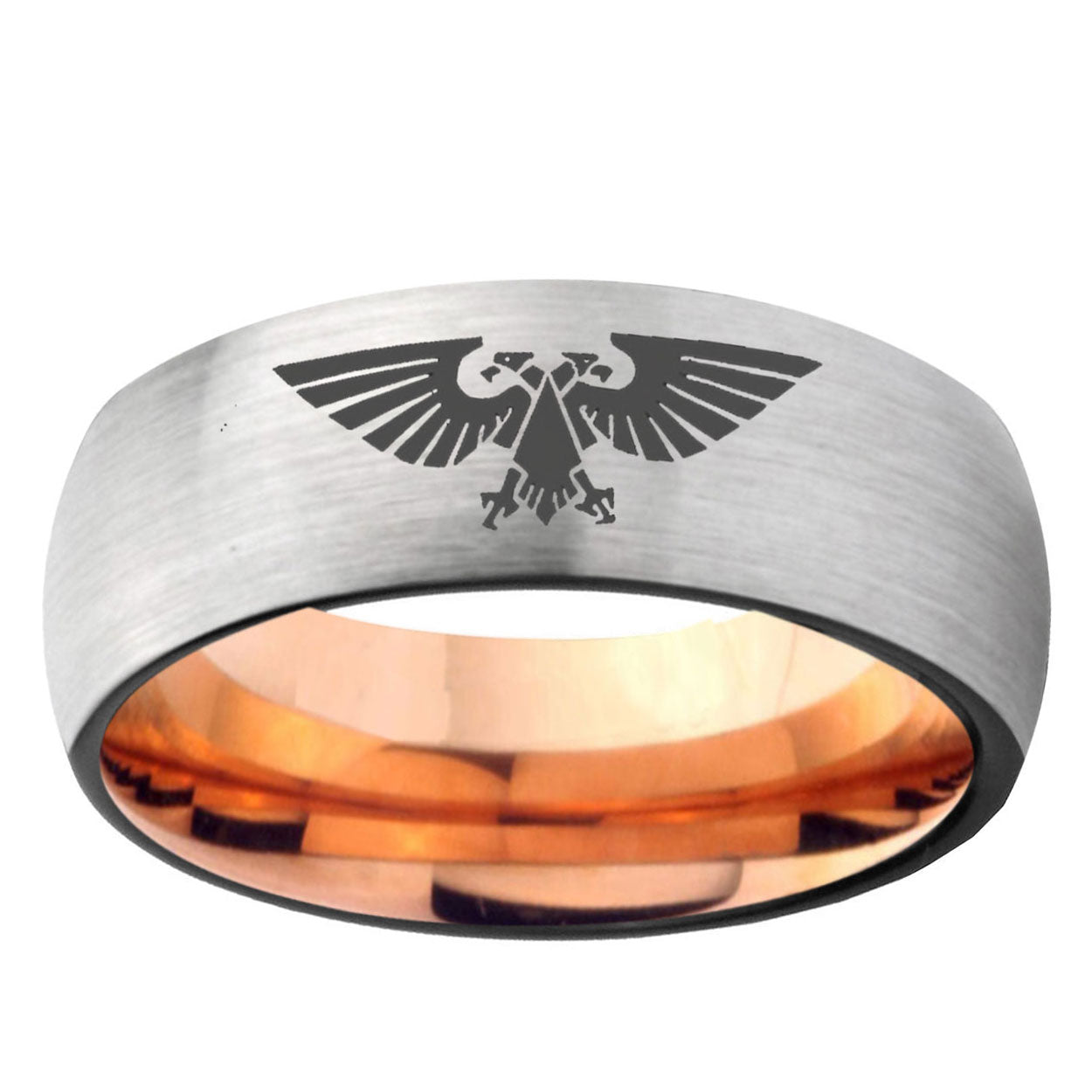 6MM Aquila Dome Gray And Rose Gold Tungsten Carbide Men's Band
