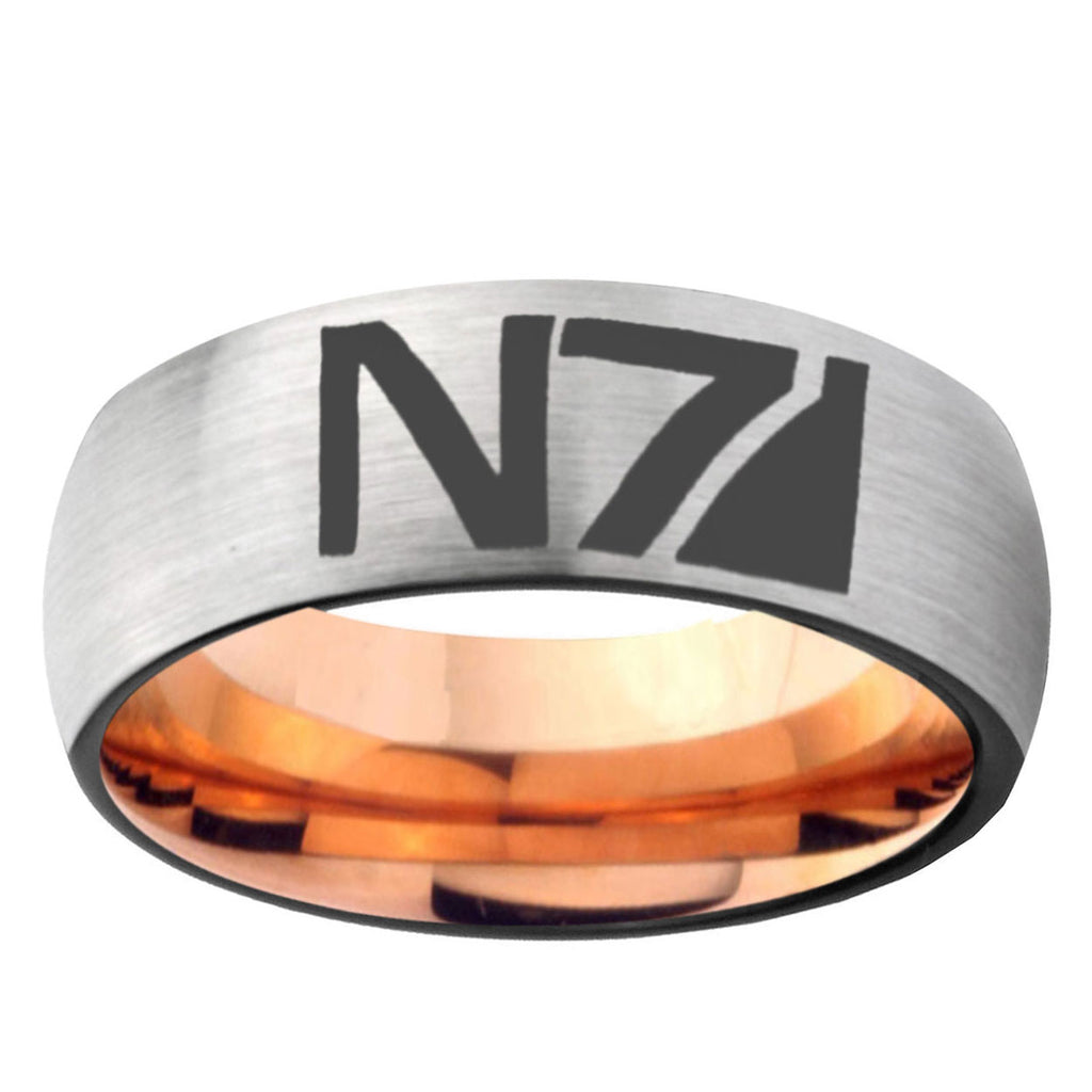 6MM N7 Design Dome Gray And Rose Gold Tungsten Carbide Engagement Ring