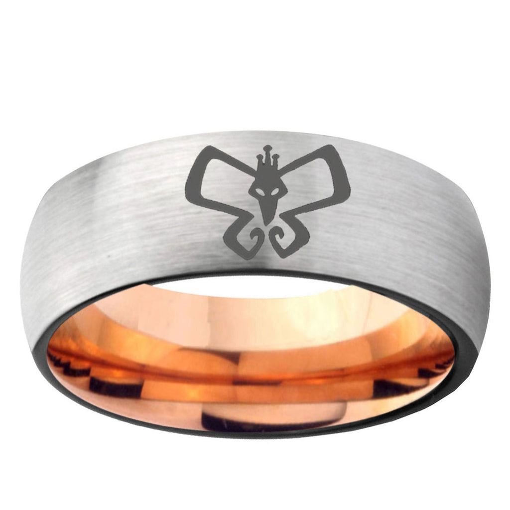 6MM Monarch Dome Gray And Rose Gold Tungsten Carbide Engagement Ring