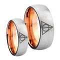 Deathly Hallows Dome Gray Rose Gold Tungsten His And Hers Ring