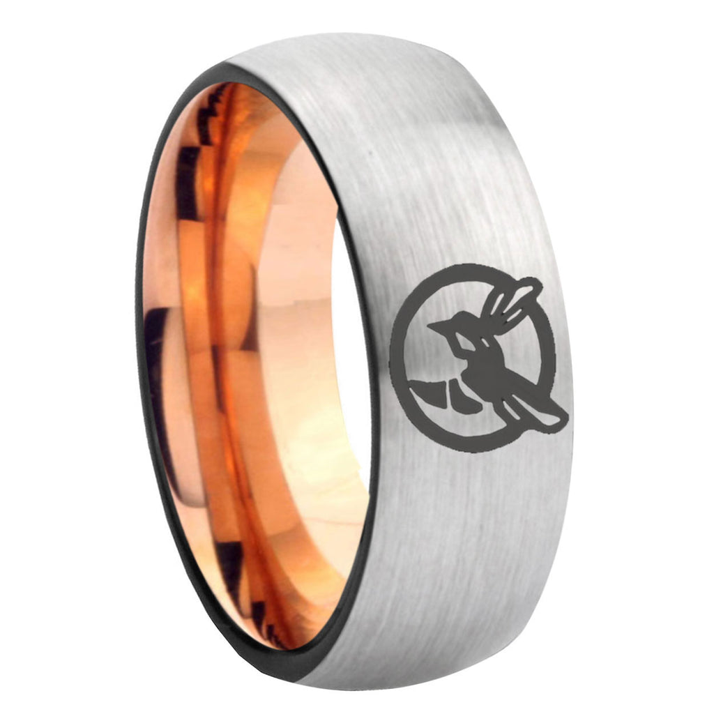 8MM Honey Bee Dome Rose Gold Gray Tungsten Ring For Man