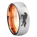 8MM Horse Dome Rose Gold Gray Tungsten Engrave Man Ring