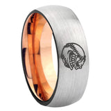 8mm Angry Baseball Dome Gray And Rose Gold Tungsten Carbide Men's Bands Ring