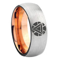 8MM Iron Man Art Dome Rose Gold Gray Tungsten Ring For Man