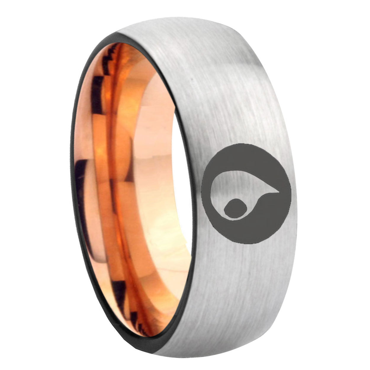 8MM Magic Gathering Dome Rose Gold Gray Tungsten Men And Women Ring