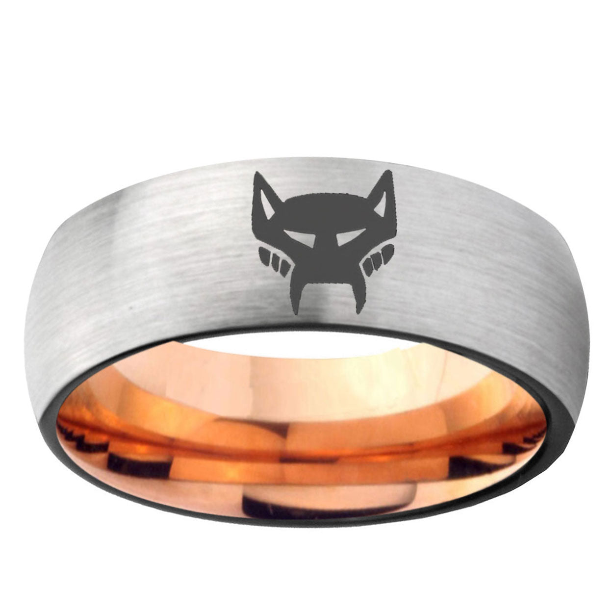 6MM Maximal Dome Gray And Rose Gold Tungsten Carbide Engagement Ring