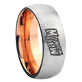 8MM Mountain Dew Dome Rose Gold Gray Tungsten Comfort Fit Ring