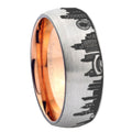 Chicago City Dome Brushed Gray Tungsten Rose Gold Plated Ring