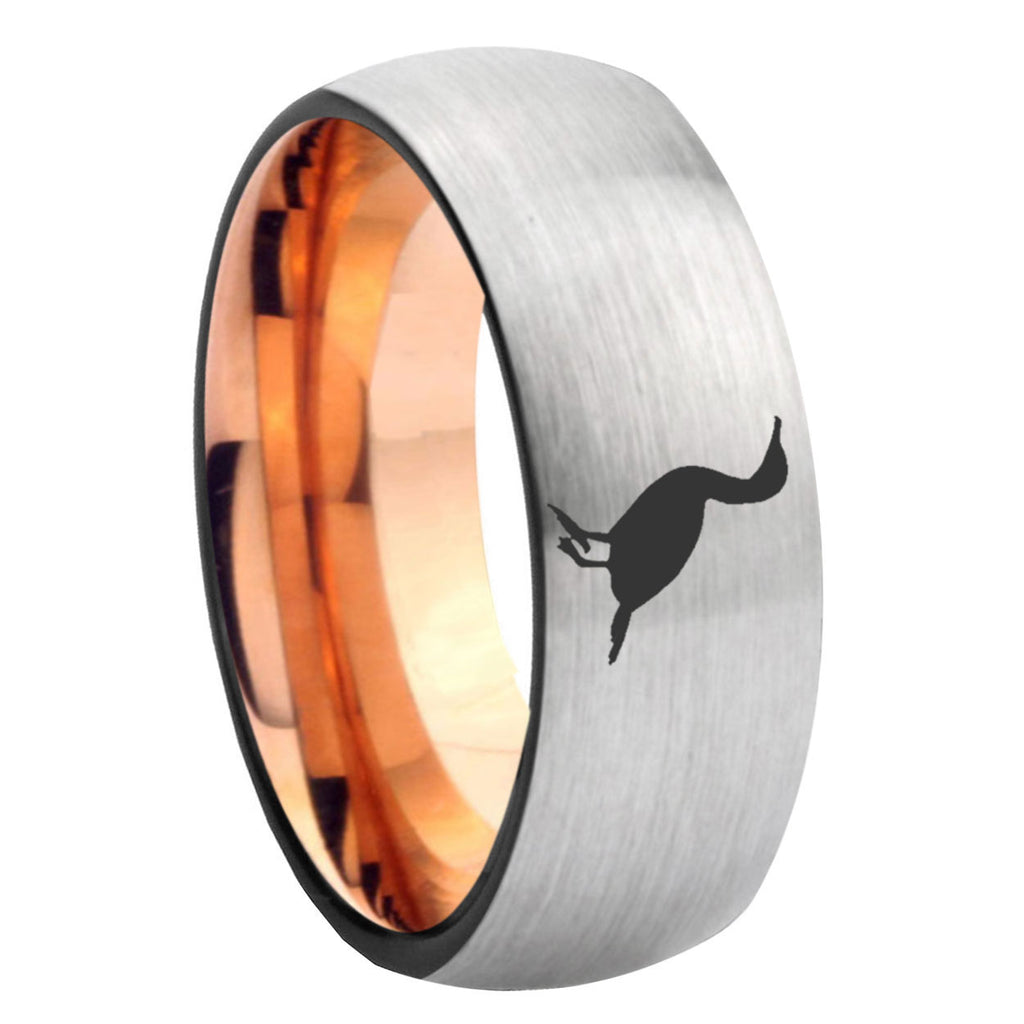 8MM Cormorant Dome Rose Gold Gray Tungsten Custom Engraved Ring
