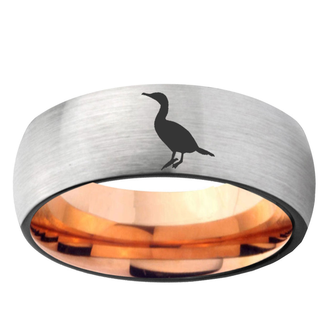 6MM Cormorant Dome Gray And Rose Gold Tungsten Carbide Men's Ring