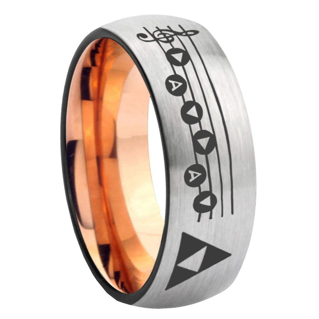 8MM Ocarina Songs Zelda Dome Rose Gold Gray Tungsten Wedding Band