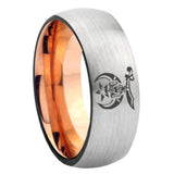 8mm Masonic Shriners Dome Gray And Rose Gold Tungsten Carbide Engraved Ring