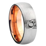 8mm Military Pow Dome Gray And Rose Gold Tungsten Carbide Custom Ring