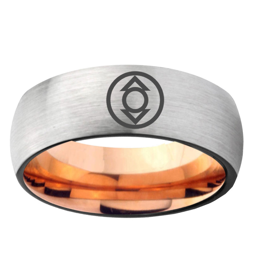 6MM Indigo Lanterns Dome Gray And Rose Gold Tungsten Mens Rings