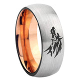 8mm Wolf Dome Gray And Rose Gold Tungsten Carbide Engagement Ring