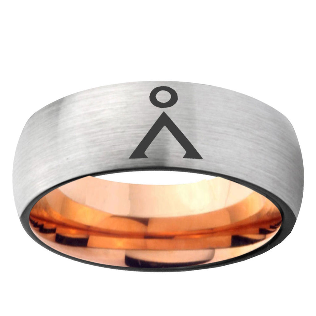 6MM Stargate Dome Gray And Rose Gold Tungsten Carbide Ring for Men