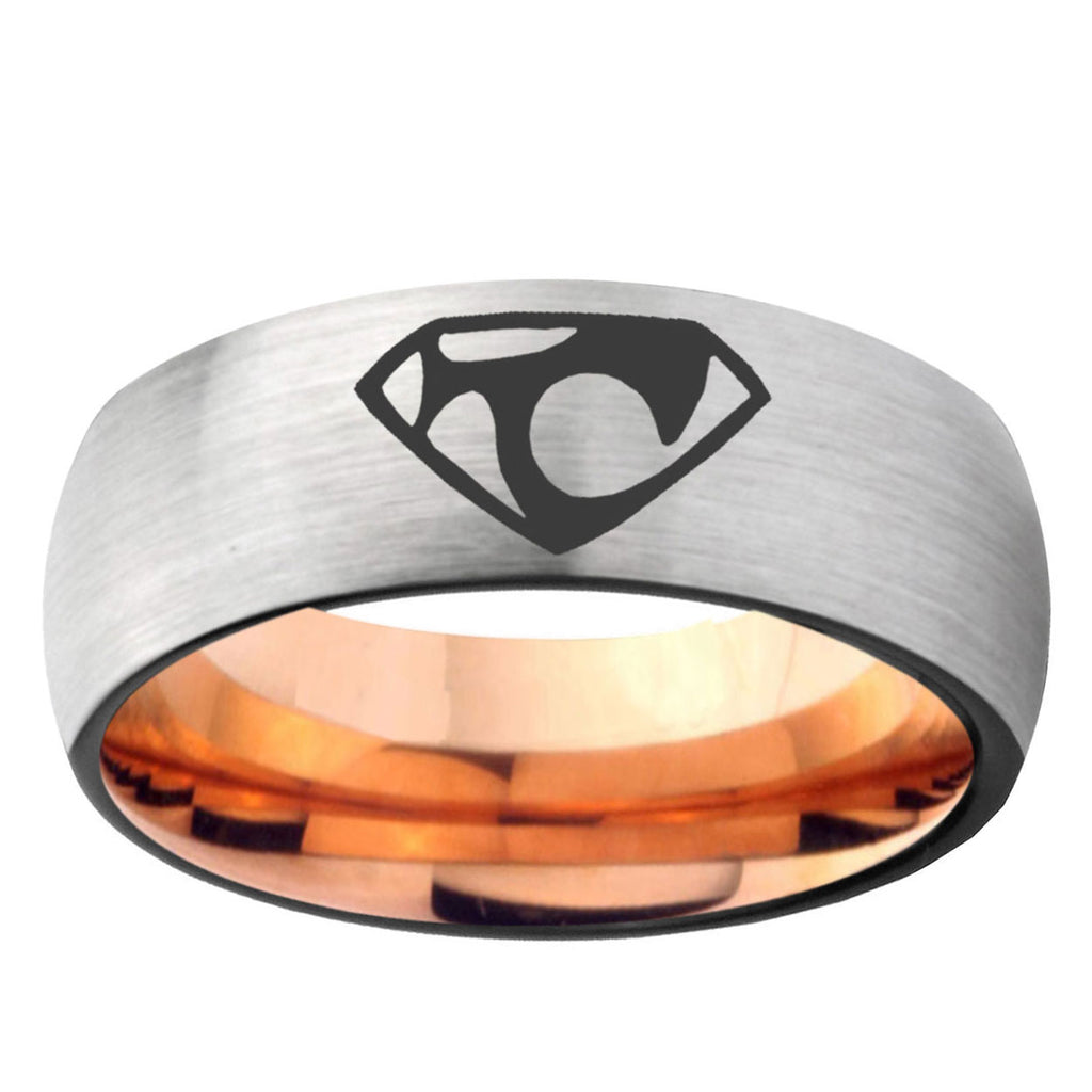 6MM House of Van Dome Gray And Rose Gold Tungsten Carbide Men's Band