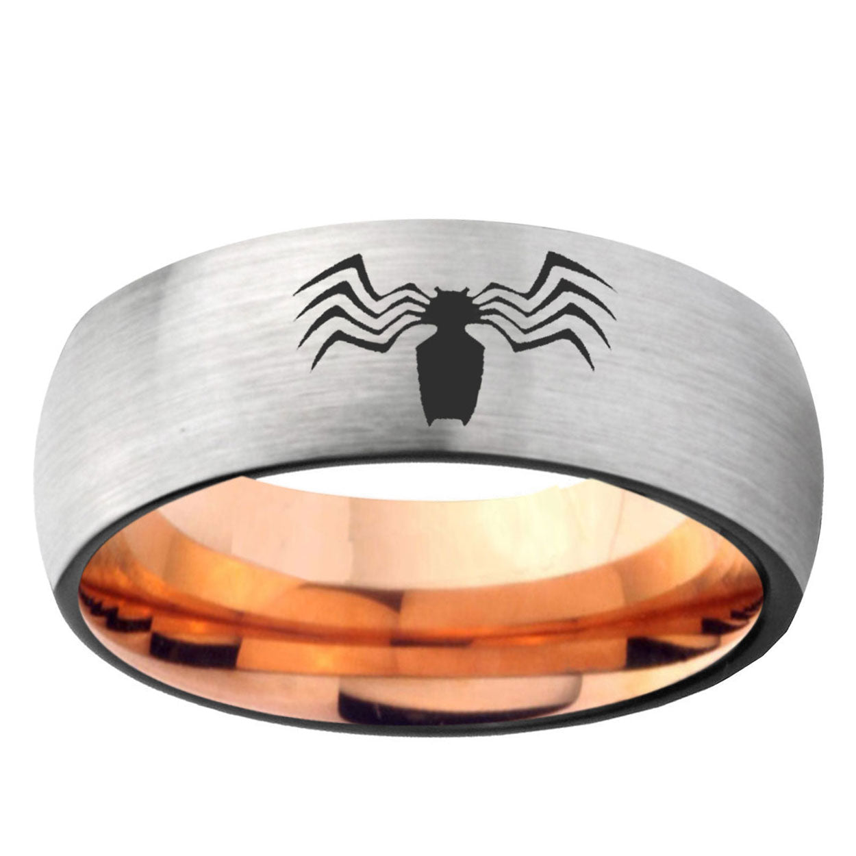 6MM Spider Dome Gray And Rose Gold Tungsten Carbide Engagement Band