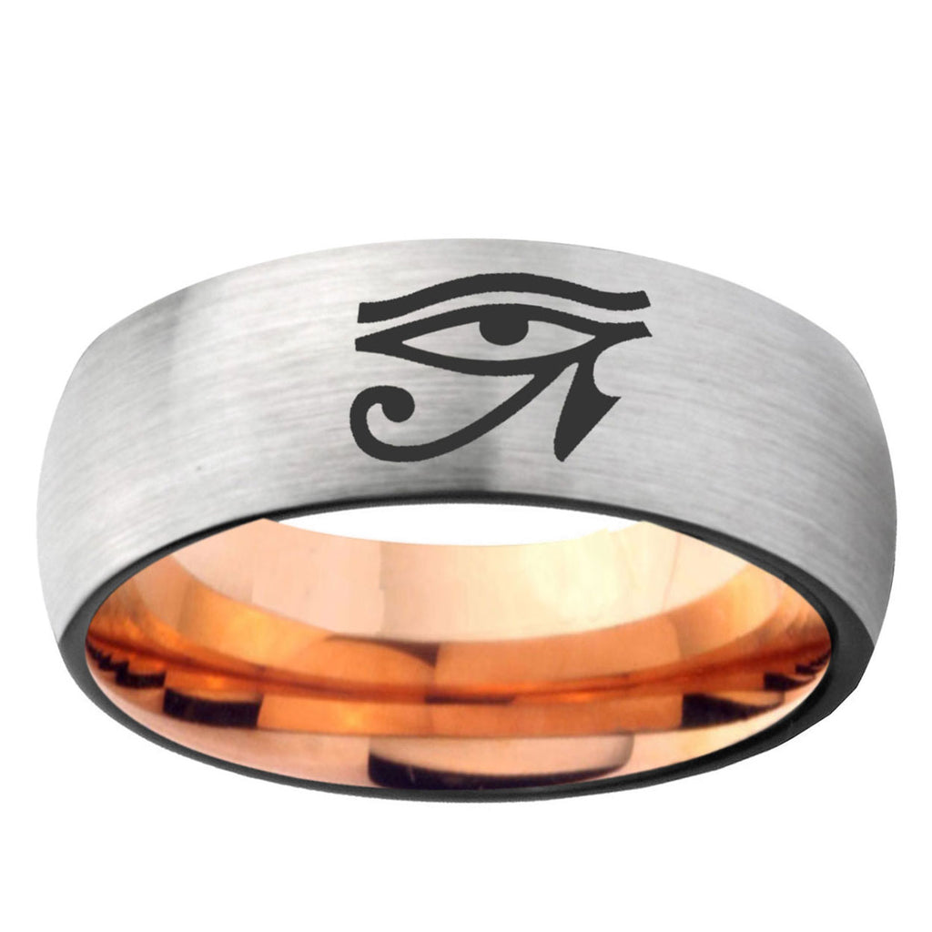 6MM Seeing Eye Dome Gray And Rose Gold Tungsten Carbide Engagement Ring