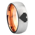 8MM Zelda Heart Dome Rose Gold Gray Tungsten Mens Wedding Ring