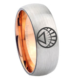 8mm White Lantern Dome Rose Gold Silver Unique Wedding Bands For Him