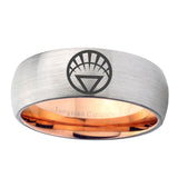 6, 8mm White Lantern Dome Rose Gold Silver Unique Wedding Bands For Him