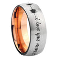 8MM Sound Wave, I love you Dome Rose Gold Gray Tungsten Ring For Man