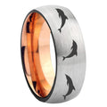 8MM Dolphins Dome Rose Gold Gray Tungsten Rings For Men