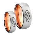Infinity Love Dome Gray Rose Gold Tungsten His Hers Ring Set