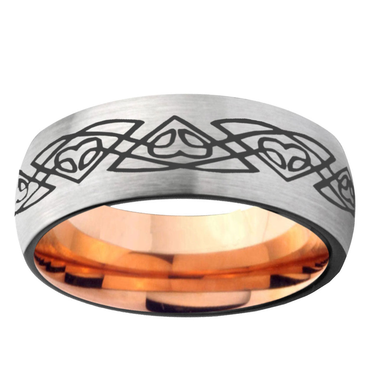 6MM Celtic Braided Dome Gray And Rose Gold Tungsten Carbide Engagement Ring
