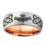 8mm-Irish-Claddagh-Dome-Tungsten-Carbide-Rose-Gold-Anniversary-Ring