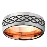 6mm Celtic Knot Dome Gray And Rose Gold Tungsten Carbide Engagement Ring