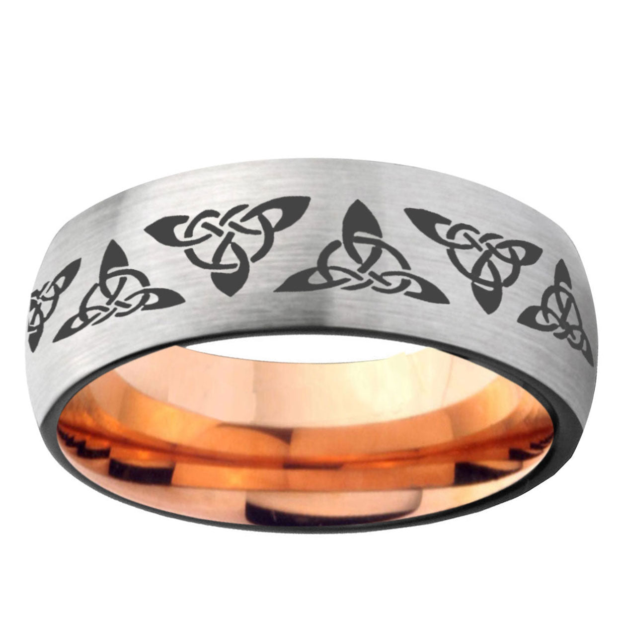 6MM Celtic Knot Dome Gray And Rose Gold Tungsten Carbide Engagement Ring