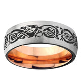 6mm Celtic Knot Dragon Dome Gray And Rose Gold Tungsten Carbide Wedding Bands