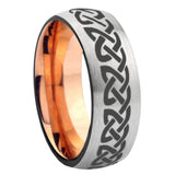 8mm Celtic Knot Love Dome Gray And Rose Gold Tungsten Carbide Engagement Ring