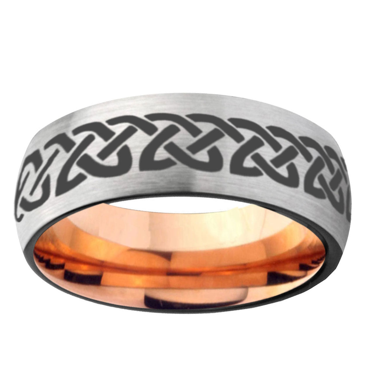 6MM Celtic Knot Love Dome Gray And Rose Gold Tungsten Carbide Engagement Ring