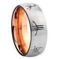 8MM Blackborne Caryll Runes Dome Rose Gold Gray Tungsten Wedding Band