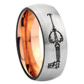 8MM kingdom heart keyblades Dome Rose Gold Gray Tungsten Wedding Band