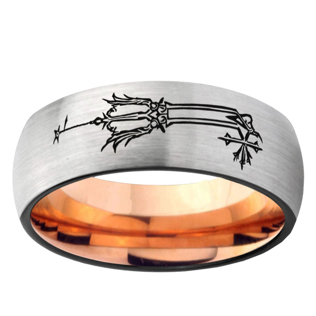 6, 8mm Geekery Oathkeeper Kingdom Hearts Dome Rose Gold Silver Carbon Fiber Wedding Band