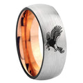 8MM Flying American Eagle Dome Rose Gold Gray Tungsten Wedding Band