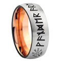 8MM Viking Dome Rose Gold Gray Tungsten Wedding Band
