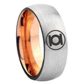 8MM Green Lantern Dome Rose Gold Gray Tungsten Mens Wedding Band