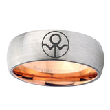 6, 8mm Gray Lantern Dome Rose Gold Silver Mens Engravable Rings