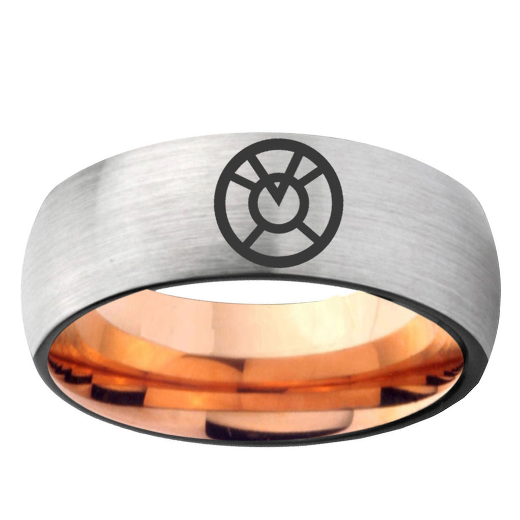 6, 8mm Orange lantern Dome Rose Gold Silver Carbon Fiber Wedding Band