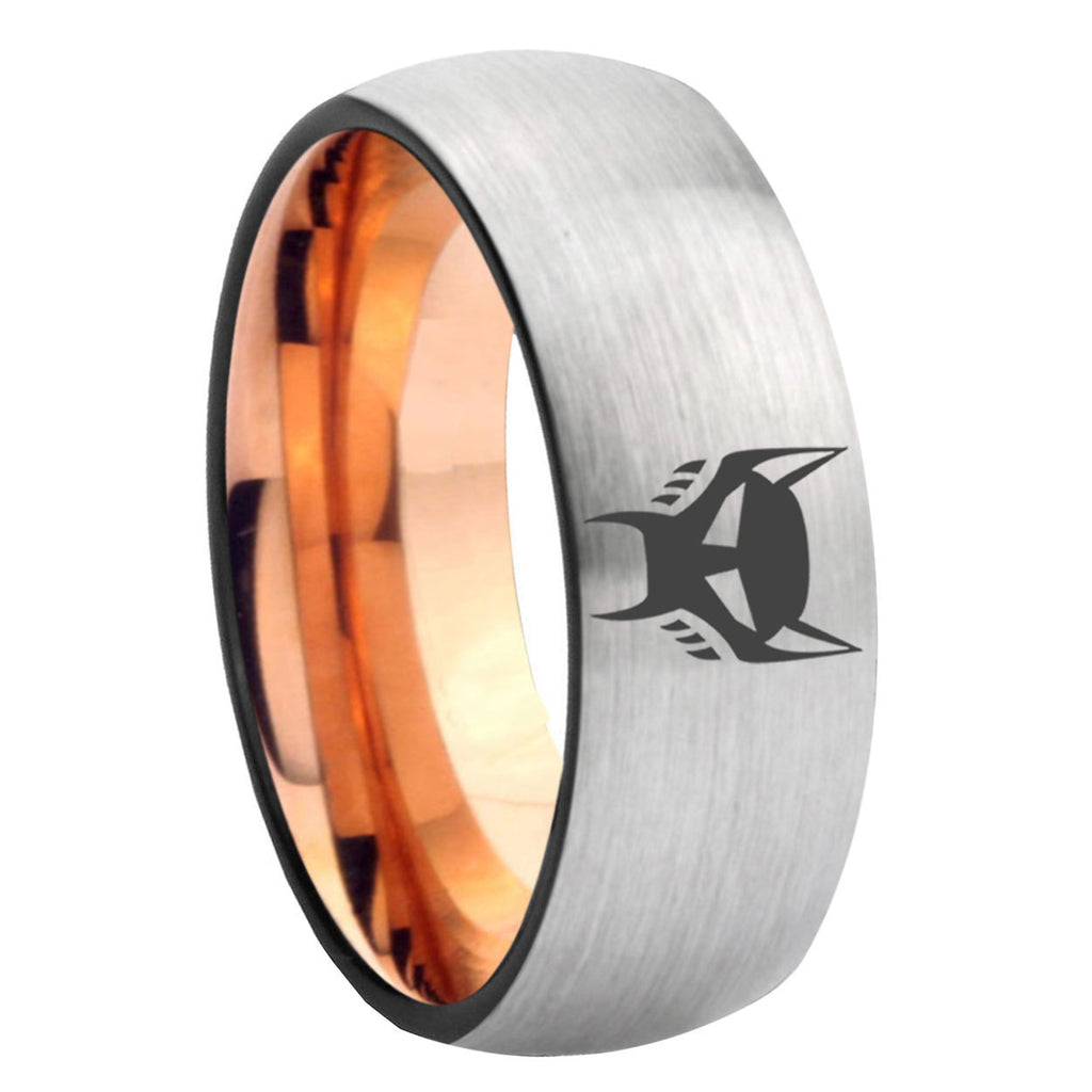 8MM Transformers Maximal Dome Rose Gold Gray Tungsten Wedding Band