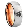 8MM Transformers Maximal Dome Rose Gold Gray Tungsten Wedding Band