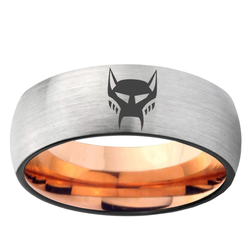 6, 8mm Transformers Maximal Dome Rose Gold Silver Carbon Fiber Wedding Band