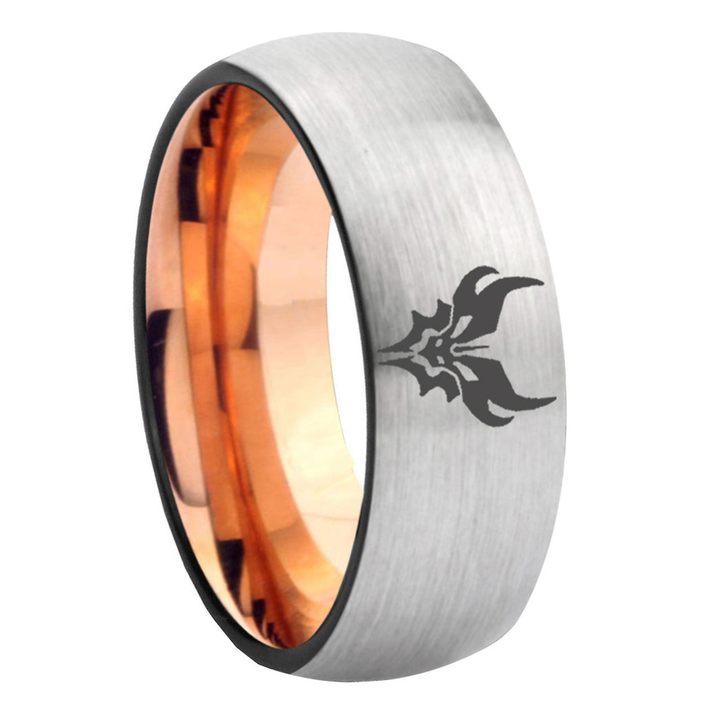 8MM Transformers Shatterback Dome Rose Gold Gray Tungsten Wedding Band