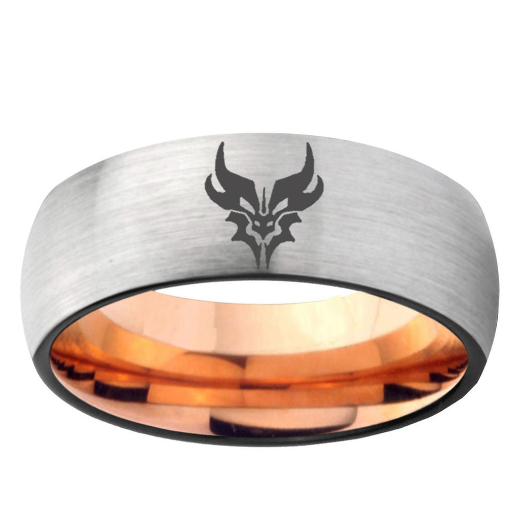 6, 8mm Transformers Shatterback Dome Rose Gold Silver Carbon Fiber Wedding Band